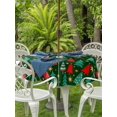 thumbnail image 2 of Outdoor Tablecloth with Umbrella Hole and Zipper, Christmas Trees Round Table Cloth 54 Inch Waterproof Tablecloth, Dark Green Xmas Tree Star Winter Holiday Picnic Table Cover for Patio Camping, 2 of 7