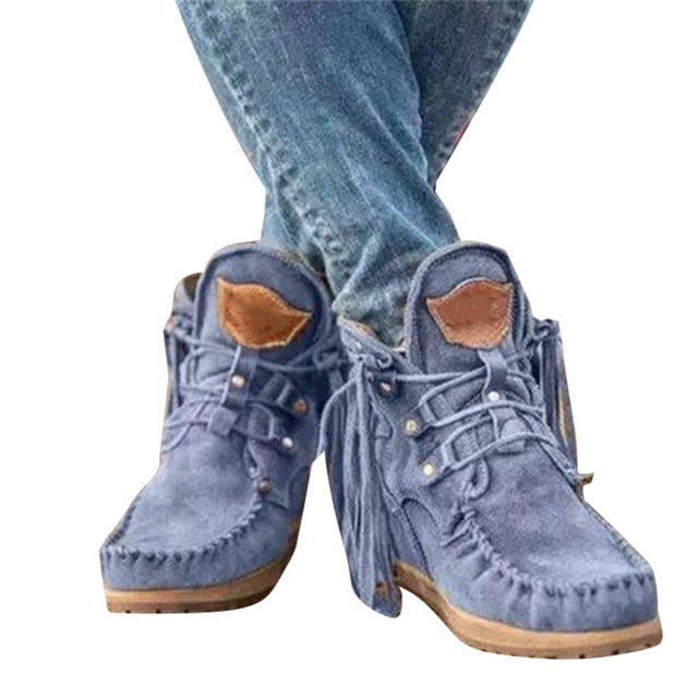 Nouvelles Bottines Rétro en Daim pour Femmes, Chaussures de Luxe Mates avec Pompon, Nouvelles Bottines Rétro en Daim de Luxe Mates avec Pompon, Bottines à la Mode pour Femmes (Noir 43)