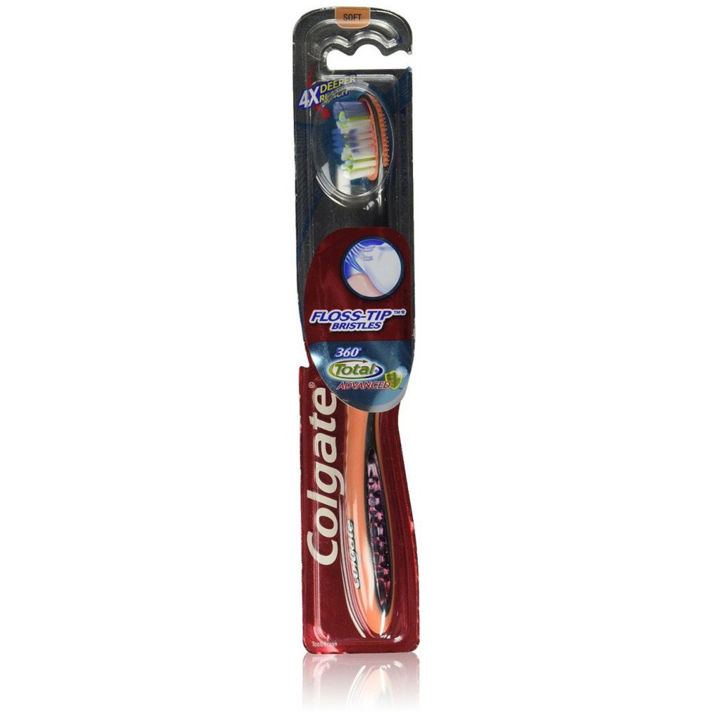 Colgate 360 Total Advanced FlossTip Toothbrush, Full Head Soft 1 ea (Pack of 2)