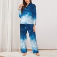 thumbnail image 2 of Pofeuu Blue Glitter Sparkles Print Womens Pajamas Set Long Sleeve Sleepwear Button Down Nightwear Soft Pj Lounge Sets Button Down Pajamas Women-Large, 2 of 7