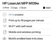 HP LaserJet MFP M139w Wireless All-in-One Black-and-White Laser Printer Scanner Copier, AI-enabled