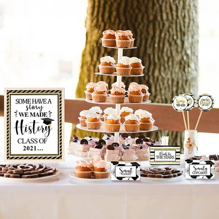 2021 Graduation Candy Bar Buffet Decorations Congrats Grad Kit Congrats  Grad Banner Graduation Dessert Table Signs Folding Food Label Tent Cards  Set ...