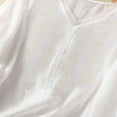 thumbnail image 5 of White Womens Tops Floral Tops Cotton Linen Shirts Boho Ethnic Style Tee Women 3/4 Sleeve V Neck Button Tunic Tshirt Shirts for Women, 5 of 6