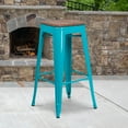 thumbnail image 2 of Flash Furniture 30" High Backless Crystal Teal-Blue Barstool with Square Wood Seat, 2 of 3