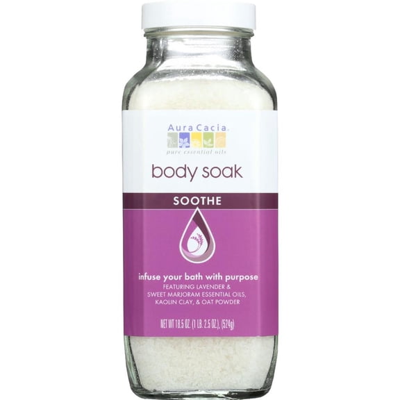 Aura Cacia Body Soak Soothe 18.5 oz Glass Jar