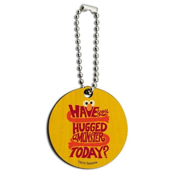 Sesame Street Have You Hugged a Monster? Wood Wooden Round Keychain Key Chain Ring