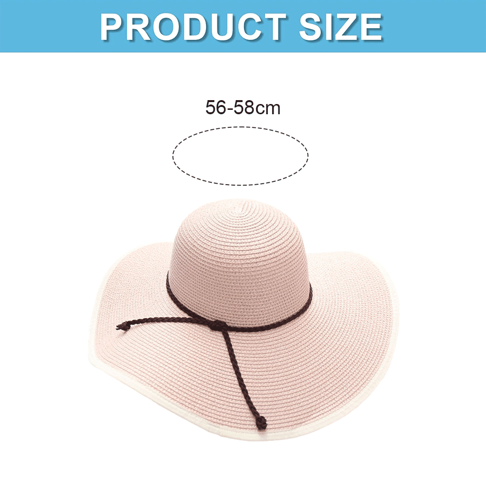 Sun hat, sunscreen, straw hat, summer vacation and leisure, all-match beach  big brimmed hat, sun hat - Nude powder
