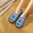 thumbnail image 5 of KLL Vintage Blue Slippers for Women Men House Slip on Indoor Outdoor Bedroom Furry Fleece Lined Ladies Comfy Anti-Skid Rubber Hard Sole-Large, 5 of 8