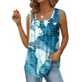 thumbnail image 2 of JGGSPWM Summer Tank Tops for Women Loose Fit Pleated Square Neck Sleeveless Tops Curved Hem Flowy Loose Fit Camisole Trendy Breathable Tees Shirts Sky Blue#03 S, 2 of 5