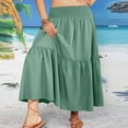thumbnail image 6 of Mgmyaa Long Skirts for Women Drawstring High Waist A Line Skirt Casual Flowy Tiered Skirt with Pockets Summer Boho Maxi Beach Skirt, 6 of 8