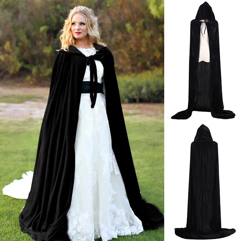 Velvet Cloak Cape Wizard Hooded Party Halloween Cosplay Costumes for Men Women 53/”