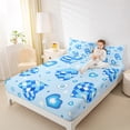 thumbnail image 4 of Manfei Plaid Love Heart Bed Sheets, Blue Cartoon Strawberry King Sheets, Teens Kids Boys Girls Sheet Set, Lightweight Room Decor, 4 Pieces, 4 of 7