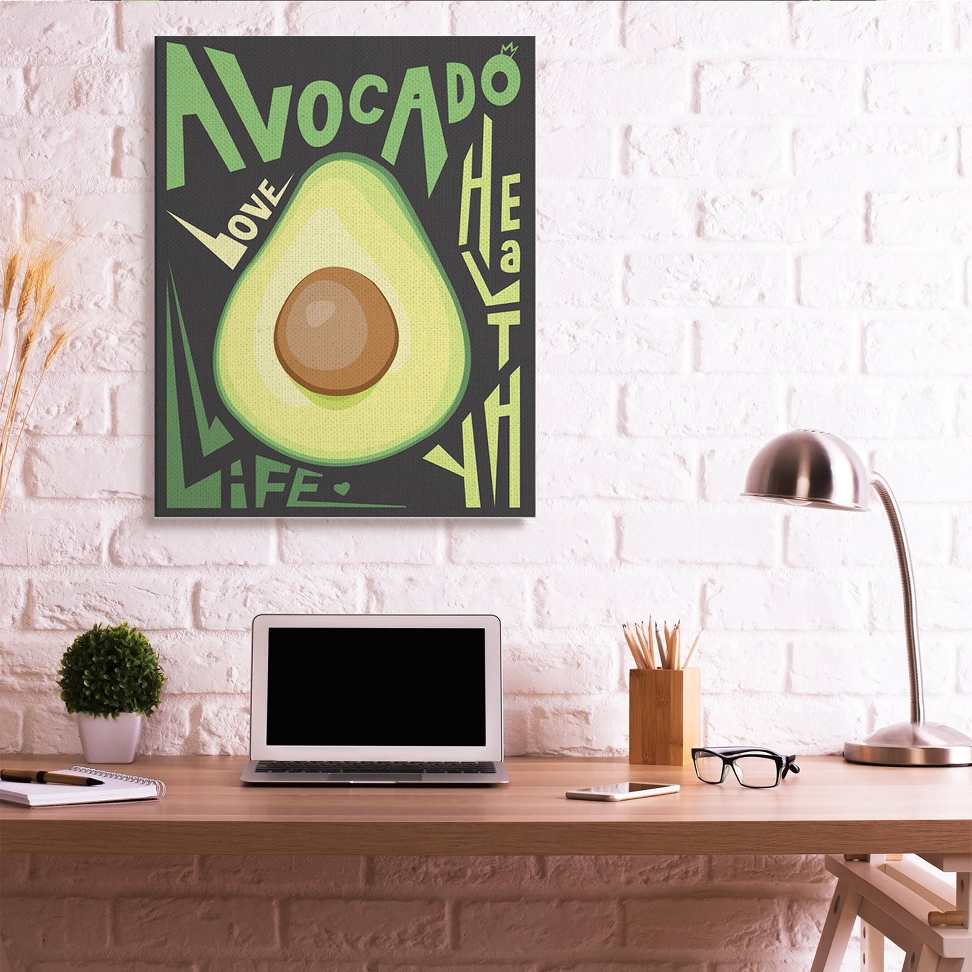 Stupell Industries Green Avocado Expressive Pop Healthy Love Phrases Food & Beverage Painting Gallery Wrapped Canvas Art Print Wall Art, 36 x 48
