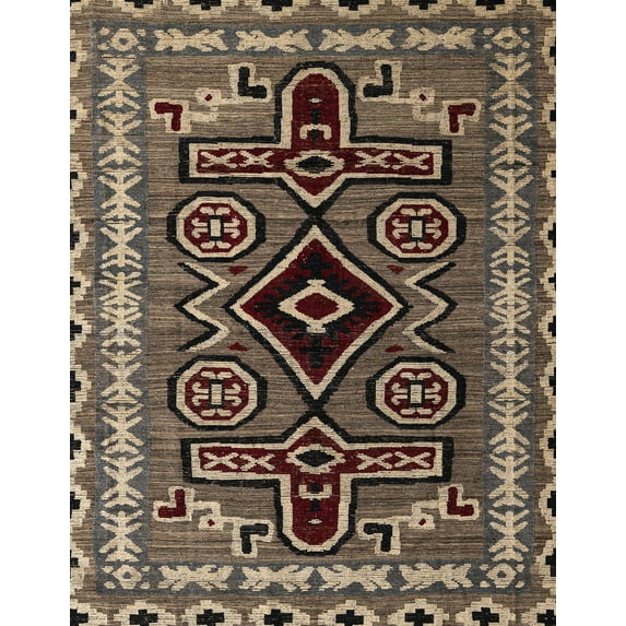 Ahgly Company Machine Washable Indoor Rectangle Abstract Bakers Brown Area Rugs, 8' x 10'