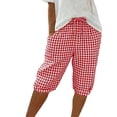 thumbnail image 2 of LVHAOGJOB Shorts à Taille Élastique pour Femmes Été Grande Taille en Lin à Motif avec Poches Shorts Rouges Pantalons pour Dames Amples, 2 of 8
