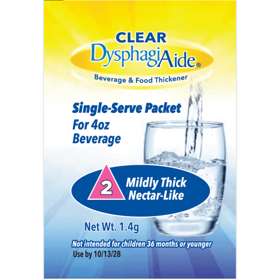 Clear DysphagiAide Thickener, IDDSI Level 2 Mildly Thick, Single Serve Packets, 24 Count