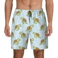 thumbnail image 2 of Picia Cartoon Sea Turtle pattern Mens Swim Trunks with Compression Liner Stretch Beach Shorts Quick Dry with Zipper Pockets No-Chafing Board Shorts-Large, 2 of 9