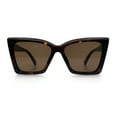 thumbnail image 4 of Womens Oversized Rectangle Cat Eye Plastic Retro Mod Minimal Sunglasses Tortoise - Brown, 4 of 8