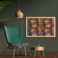 thumbnail image 2 of Colorful Wall Art with Frame, Stitch-Like Digital Mix Motifs Pattern with Inner Triangle Round Shapes Image, Printed Fabric Poster for Bathroom Living Room, 35" x 23", Multicolor, by Ambesonne, 2 of 2