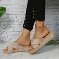 thumbnail image 4 of Anuirheih Summer Fashion High-heeled Platform Muffin Bottom Rope Wedge Slippers Sandals Women Clearance(Beige), 4 of 9