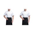 thumbnail image 4 of sweethay Chaqueta de chef, delantal de cocina de manga corta, botones con bolsillos delanteros, traje de catering, suministros de cocina de moda blanco 3XL 2Conjunto, 4 of 6