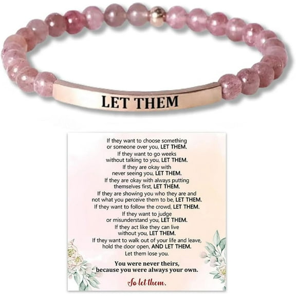 Let Them Bead Lettering Bracelet, Self Worth Motivational Stainless Steel Engraving Tube Bracelets Inspirational Chain Crystal Energy Friendship Bracelet Jewelry for Women