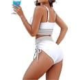 thumbnail image 5 of JoveMarine Women's High Waist Bikini Set V Neck Padded Swimsuit Two Piece Sexy Beach Bathing Suit with No Underwire Bathing Suit For Womens Swimsuits White S, 5 of 7