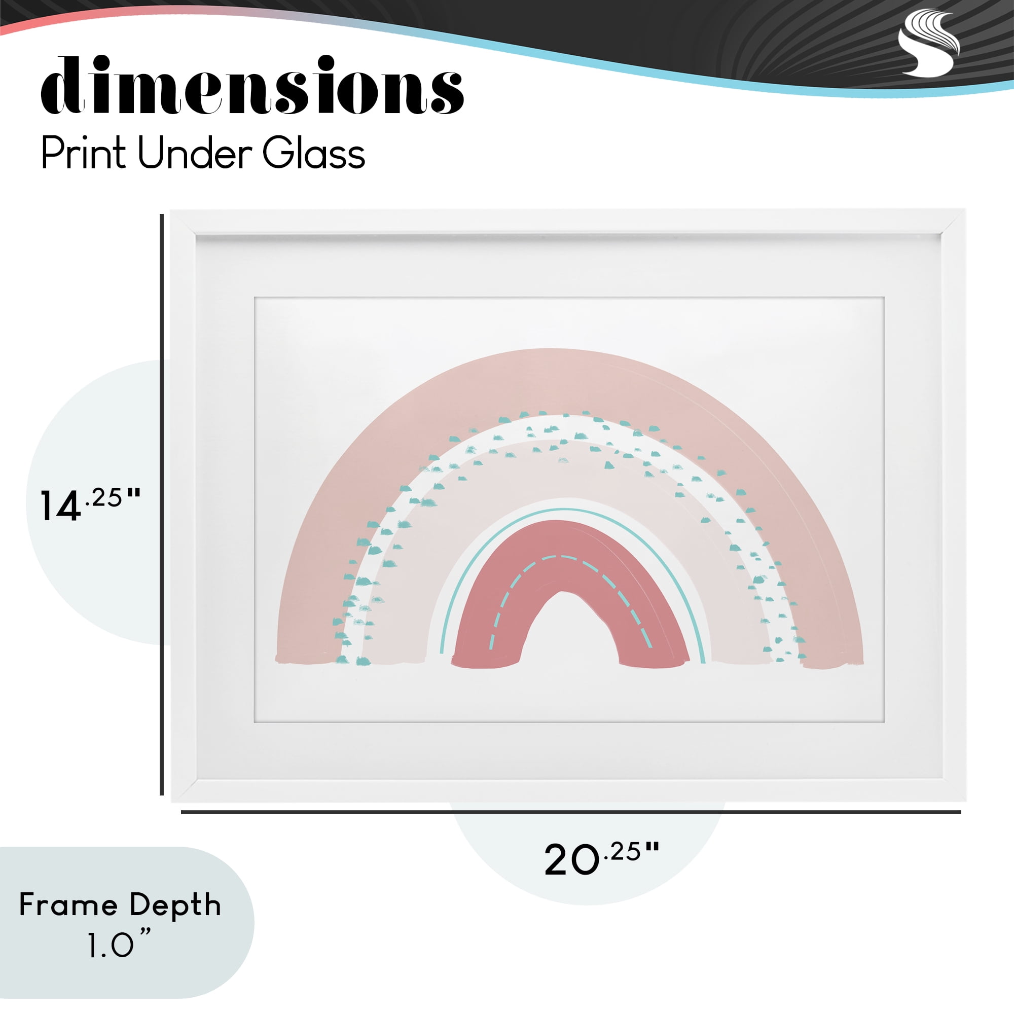 Stupell Industries Pink Rainbow with Speckles White Framed Print Under Glass, design by Emily Navas