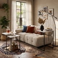 thumbnail image 2 of Nesting Coffee Table Set of 3, C-Shaped End Side Tables with Faux Marble Top and Metal Frame for Living Room, Industrial Sofa Snack Tables, White, 2 of 9