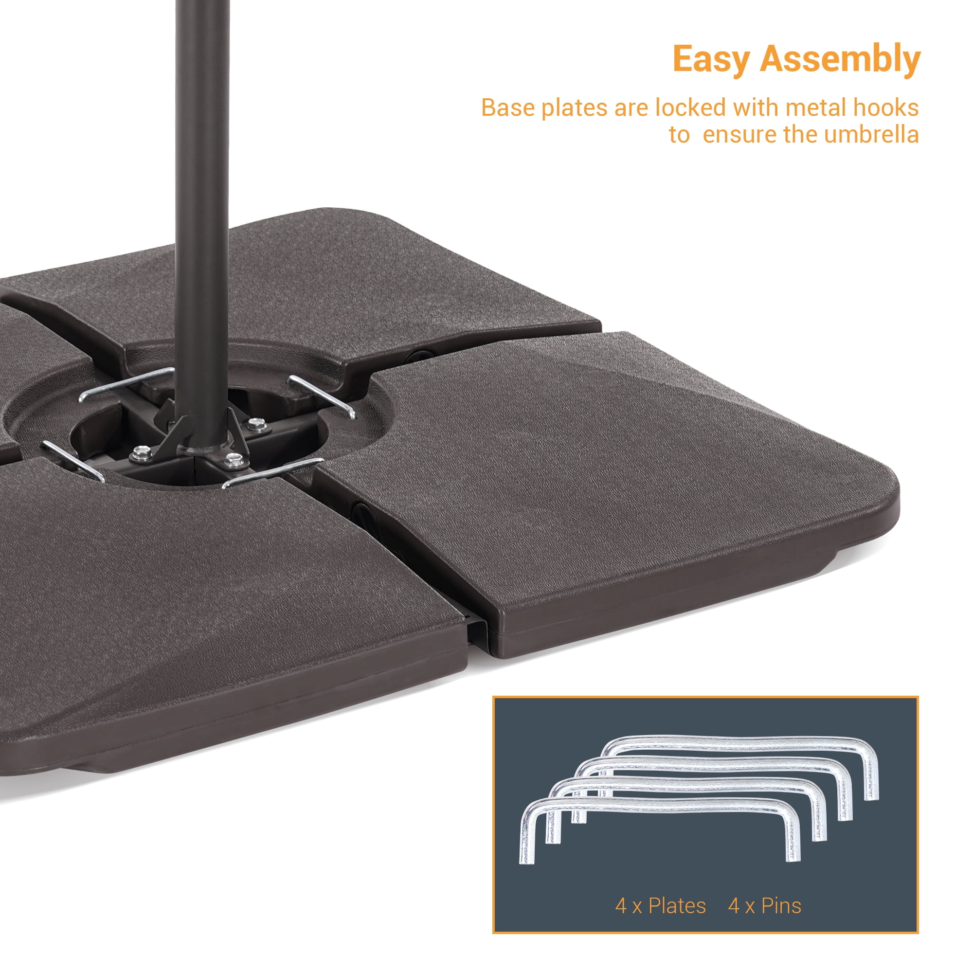 ACEGOSES Patio Cantilever Umbrella Base Filled with Water/Sand HDPE Plastic for Outdoor Offset Umbrellas,Dark Brown