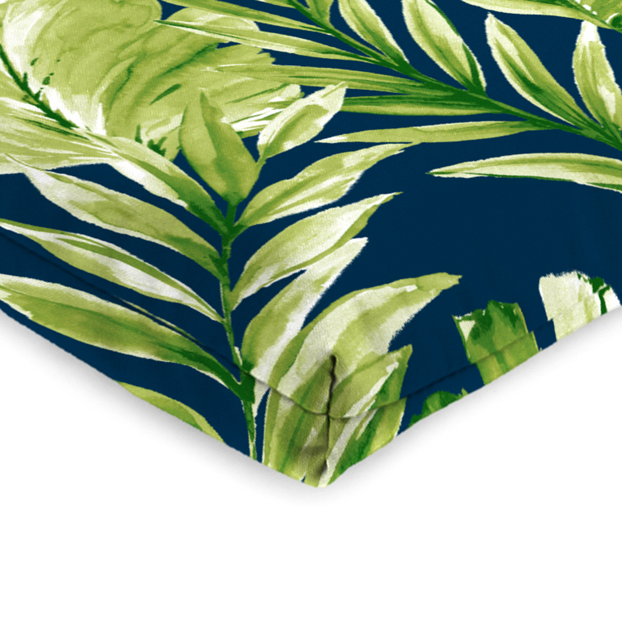 Jordan Manufacturing 44" x 21" Zealand Capri Multicolor Leaves Rectangular Outdoor Chair Cushion with Ties and Hanger Loop