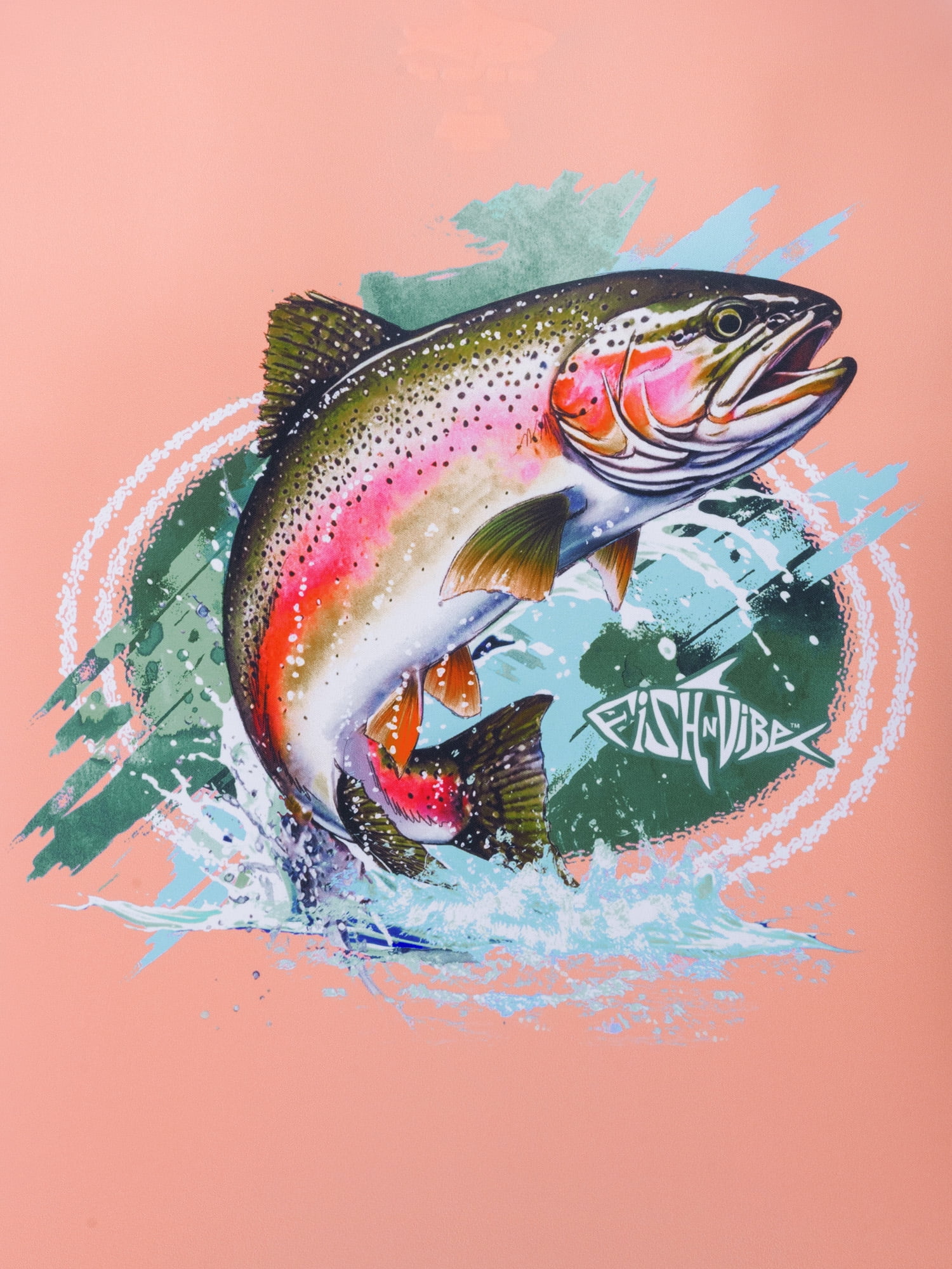 Fish N Vibe Men's Long Sleeve Performance UPF 30 Fishing Graphic Tee, Desert Pink, Size L
