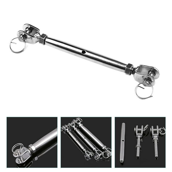 WHAMVOX  Wire Rope Tensioner Carabiner Hook Hanging Retractable Ratchet Straps Silver