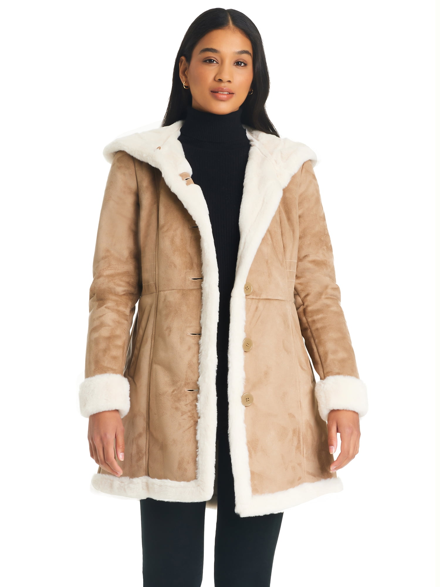 【Bellialeu】24fw Fluffy sherling coat Details Women's Faux Shearling Coat - Walmart.com