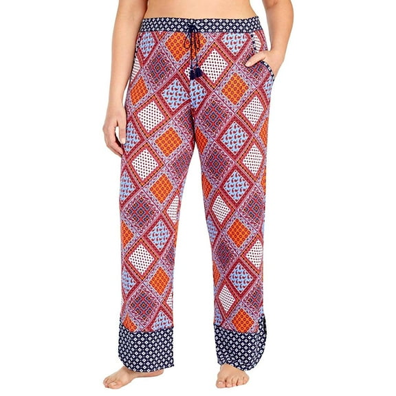 Layla Womens Printed Drawstring Tassle Plus-Size Lounge Pants Size 3X