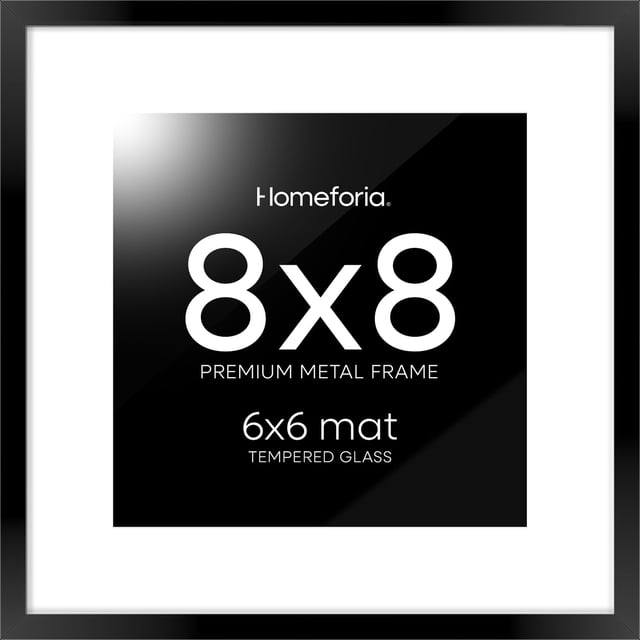 Marco de fotos Homeforia 8x8 de metal negro con vidrio templado