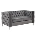 thumbnail image 3 of Morden Fort Modern Loveseat with Deep Dutch Velvet, Iron Legs-Velvet Grey, 3 of 7