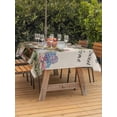 thumbnail image 4 of 60x102 Inch Outdoor Tablecloth with Umbrella Hole Zipper Rectangle Spring Flowers Rectangular Tablecloths Outside Waterproof Farmhouse Hydrangea Sunflowers Bunny on Linen Patio Table Cover for Picnic, 4 of 8