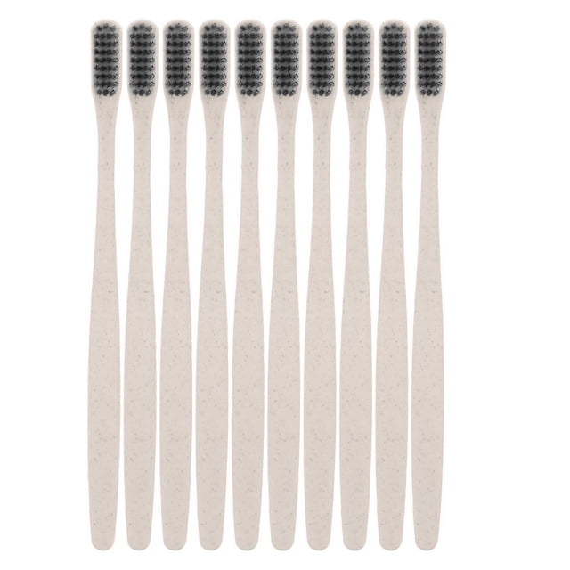 10pcs Disposable Toothbrushes Bamboo Charcoal Soft Bristles Toothbrush for Hotel Travel Toiletry