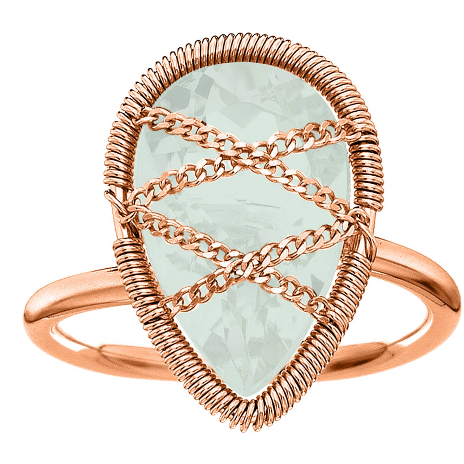 5th & Main Rose Gold over Sterling Silver Hand-Wrapped Teardrop Chalcedony Stone Ring by Generic