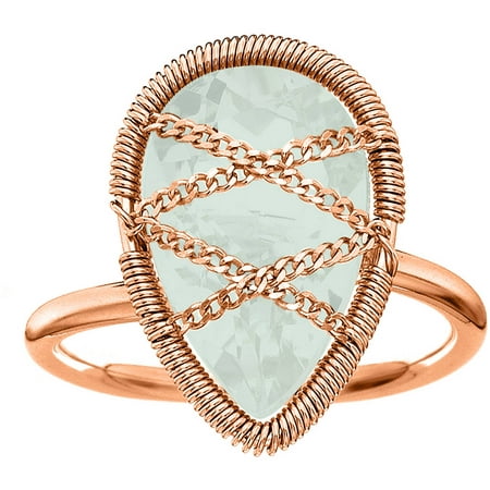 5th & Main Rose Gold over Sterling Silver Hand-Wrapped Teardrop Chalcedony Stone Ring