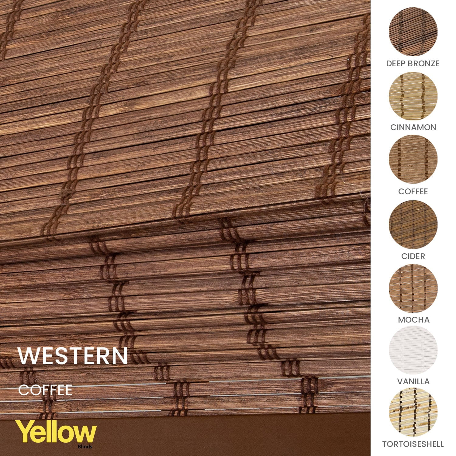 Yellow Blinds 23"W x 64"H Natural Woven Cordless Light Filtering Bamboo Roman Shades for Window, Coffee