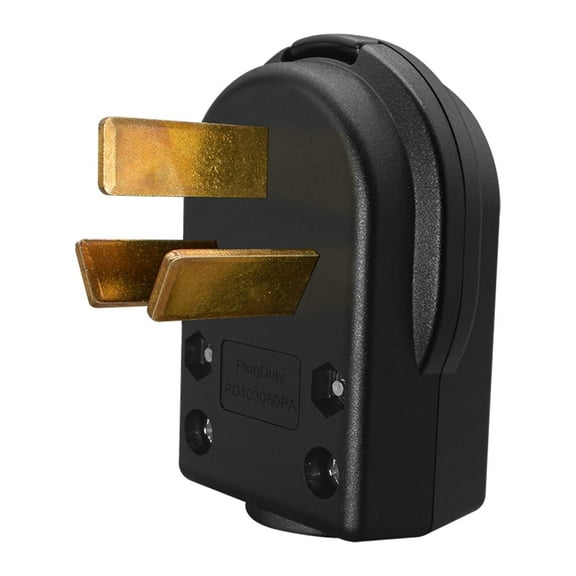 Strhowill Right Angle Nema 10-50P 50A 125V-250V AC Plug,3 Pole 3 Wire Grounding Straight Blade Plug for Dyer and Ranges