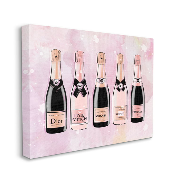 Stupell Industries Assorted Champagne Bottles Trendy Pink Paint Splatter  Graphic Art Gallery Wrapped Canvas Print Wall Art, Design by Martina Pavlova