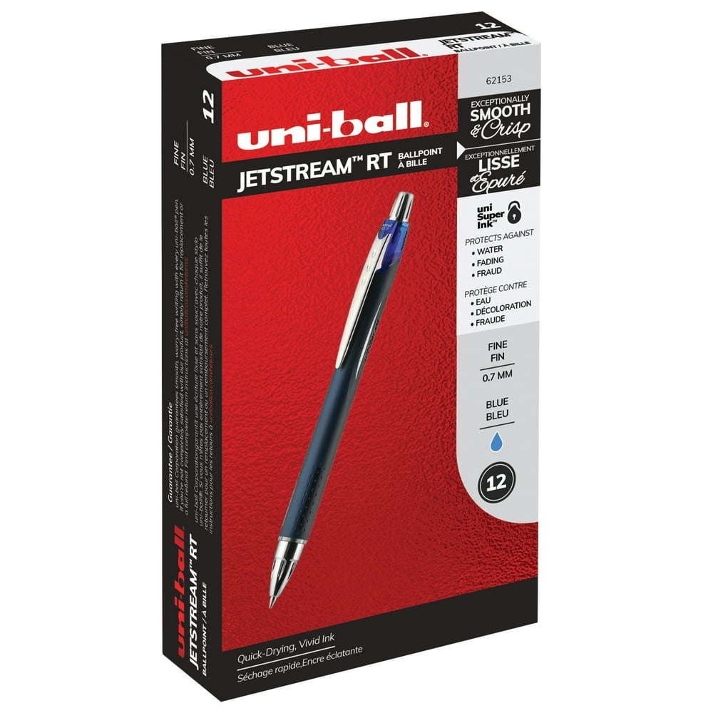 uniball JETSTREAM RT Ballpoint Pens, Fine Point (0.7mm), Blue, 12