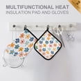 thumbnail image 4 of Yayeee Oven Mitts and Pot Holder Set of 2 Heat Resistant Kitchen Gloves Baking Hot Pad, Colorful Flowers, 4 of 5