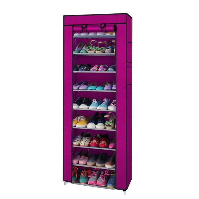 Details about   Double Row 9 Tier Shoe Rack Shoe Shelf Storage Closet Organizer Cabinet w/ Cover 