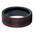 thumbnail image 3 of Silly Kings Jewelry Tungsten Wedding Band Red and Black Tungsten Ring Tungsten Carbide Ring 8mm Brushed Men and Women, 3 of 4