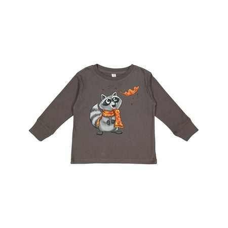 

Inktastic Cute Raccoon with Scarf with Orange Autumn Leaf Gift Toddler Boy or Toddler Girl Long Sleeve T-Shirt