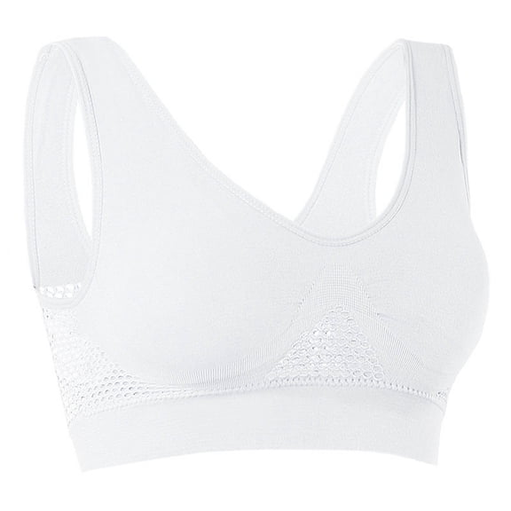 MGDXOX Breathable Bras for Women No Steel Ring Plus Size Soft Cool Liftup Air Bra No Underwire High Support Underwear White XXXXL